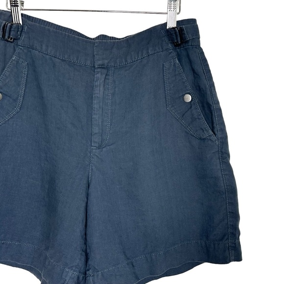 Athleta Womens Voyager Linen Shorts 8 Granite Blue Lightweight Adjustable Waist - Picture 5 of 12